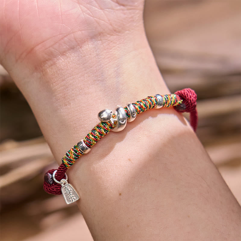 Wear FengShui 999 Sterling Silver Year Of Snake Red String Happiness Protection Braided Bracelet