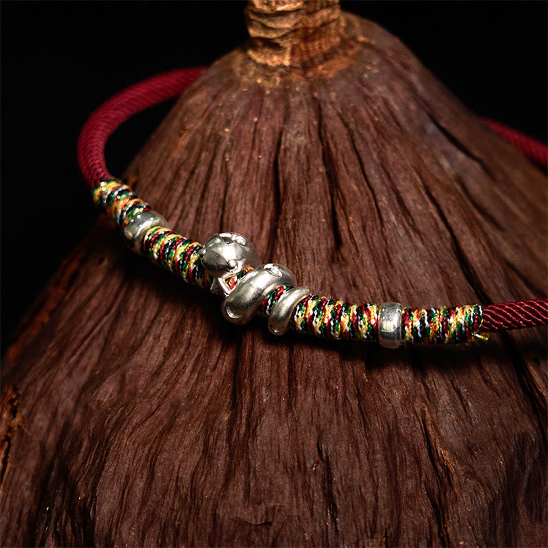 Wear FengShui 999 Sterling Silver Year Of Snake Red String Happiness Protection Braided Bracelet