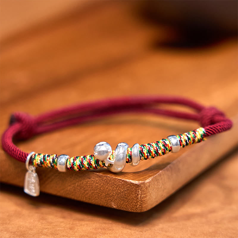 Wear FengShui 999 Sterling Silver Year Of Snake Red String Happiness Protection Braided Bracelet