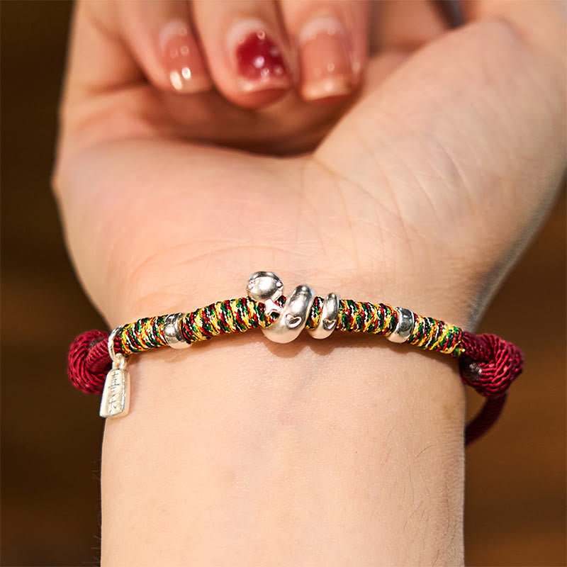 Wear FengShui 999 Sterling Silver Year Of Snake Red String Happiness Protection Braided Bracelet
