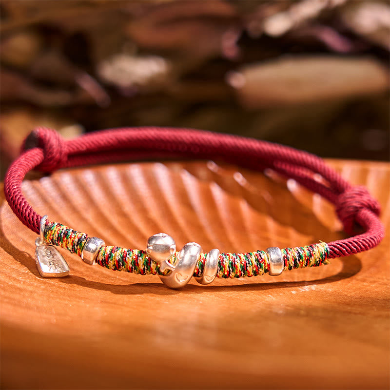 Wear FengShui 999 Sterling Silver Year Of Snake Red String Happiness Protection Braided Bracelet