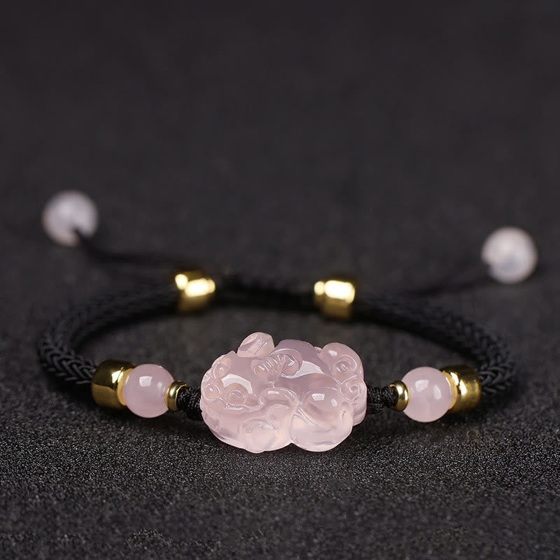 Wear FengShui PiXiu Pink Crystal Wealth String Braided Bracelet