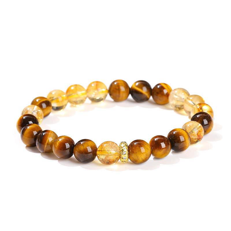 Wear FengShui Natural Tiger Eye Citrine Beads Strength Bracelet