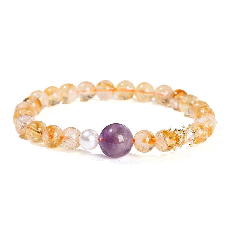 Wear FengShui Natural Citrine Amethyst Prosperity Bracelet
