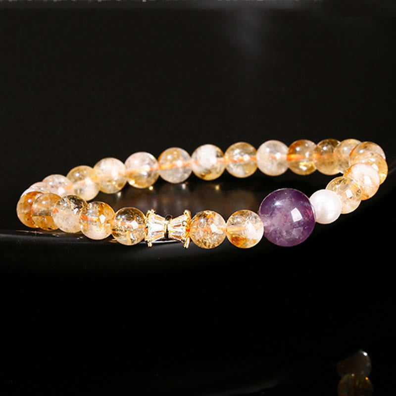 Wear FengShui Natural Citrine Amethyst Prosperity Bracelet