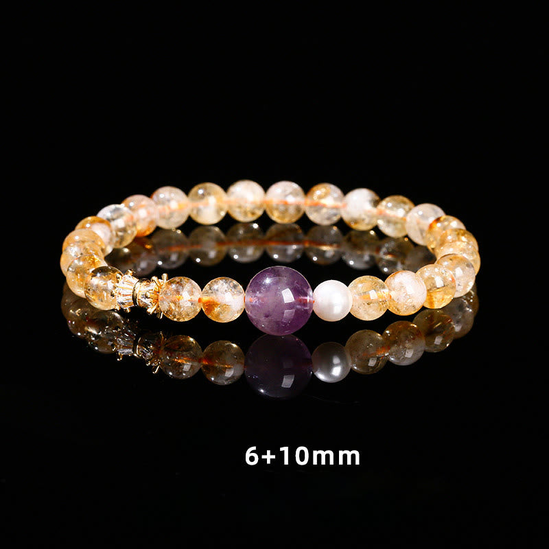 Wear FengShui Natural Citrine Amethyst Prosperity Bracelet