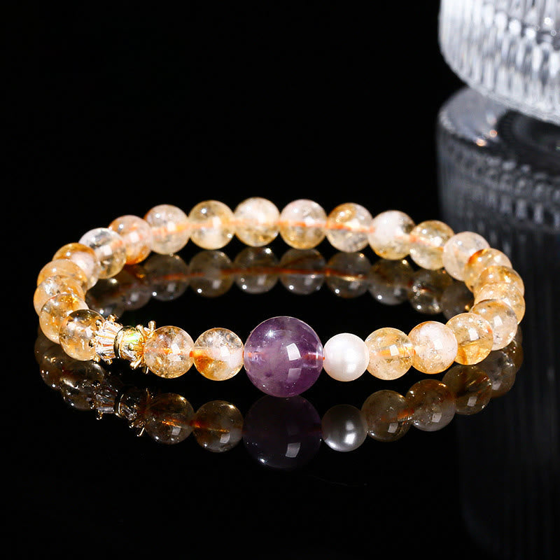 Wear FengShui Natural Citrine Amethyst Prosperity Bracelet