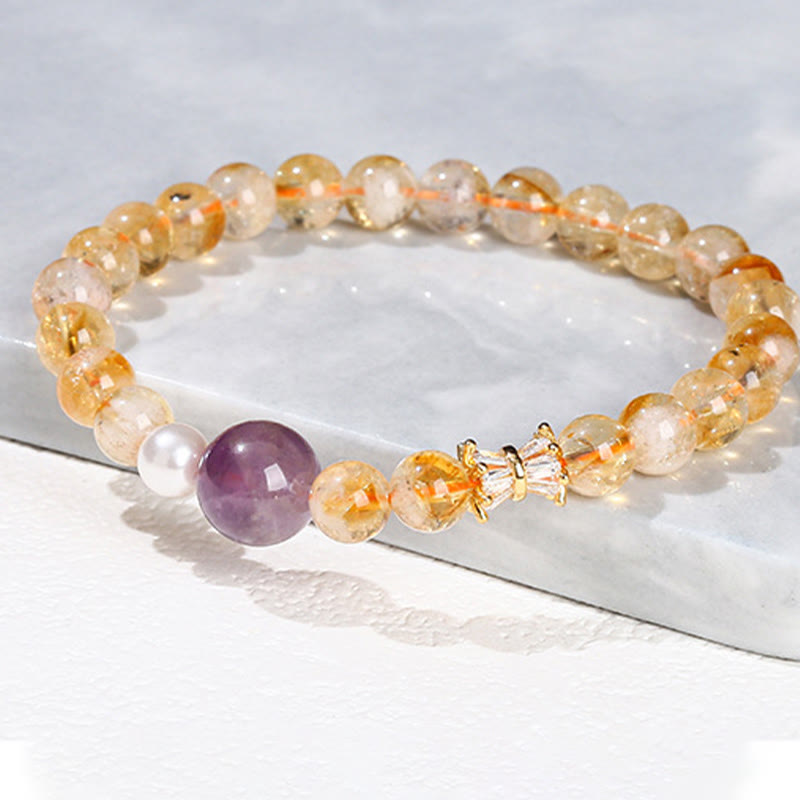 Wear FengShui Natural Citrine Amethyst Prosperity Bracelet