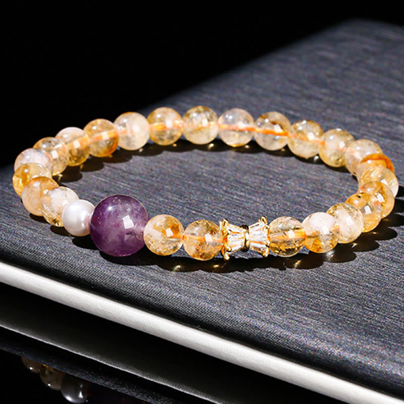 Wear FengShui Natural Citrine Amethyst Prosperity Bracelet