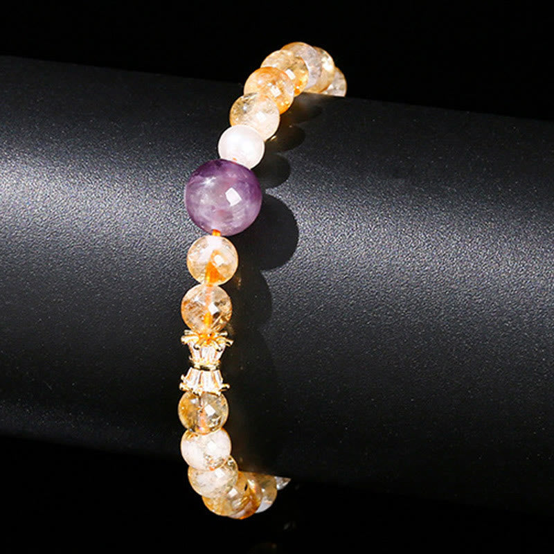 Wear FengShui Natural Citrine Amethyst Prosperity Bracelet