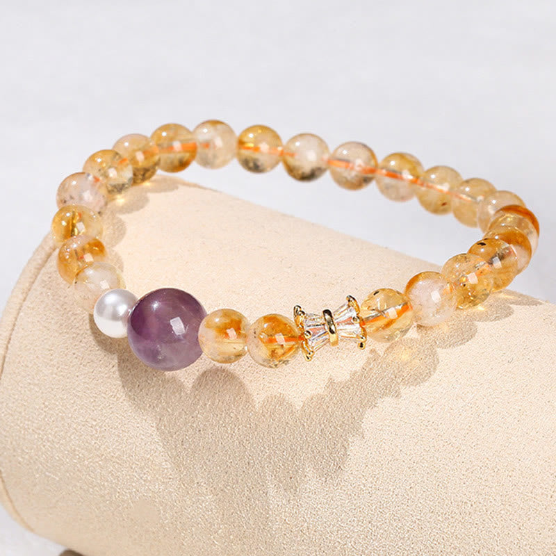 Wear FengShui Natural Citrine Amethyst Prosperity Bracelet