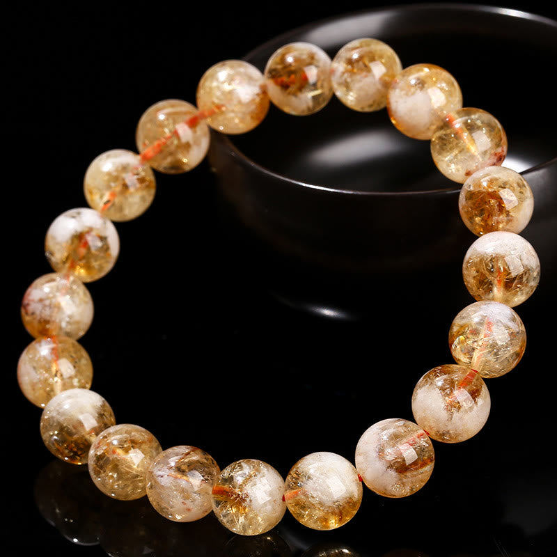 Wear FengShui Natural Citrine Snowflake Crystal Prosperity Bracelet