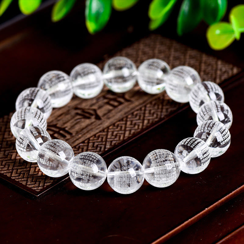 Wear FengShui Heart Sutra Natural White Crystal Protection Bracelet