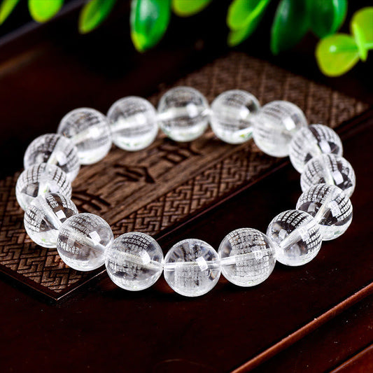 Wear FengShui Heart Sutra Natural White Crystal Protection Bracelet