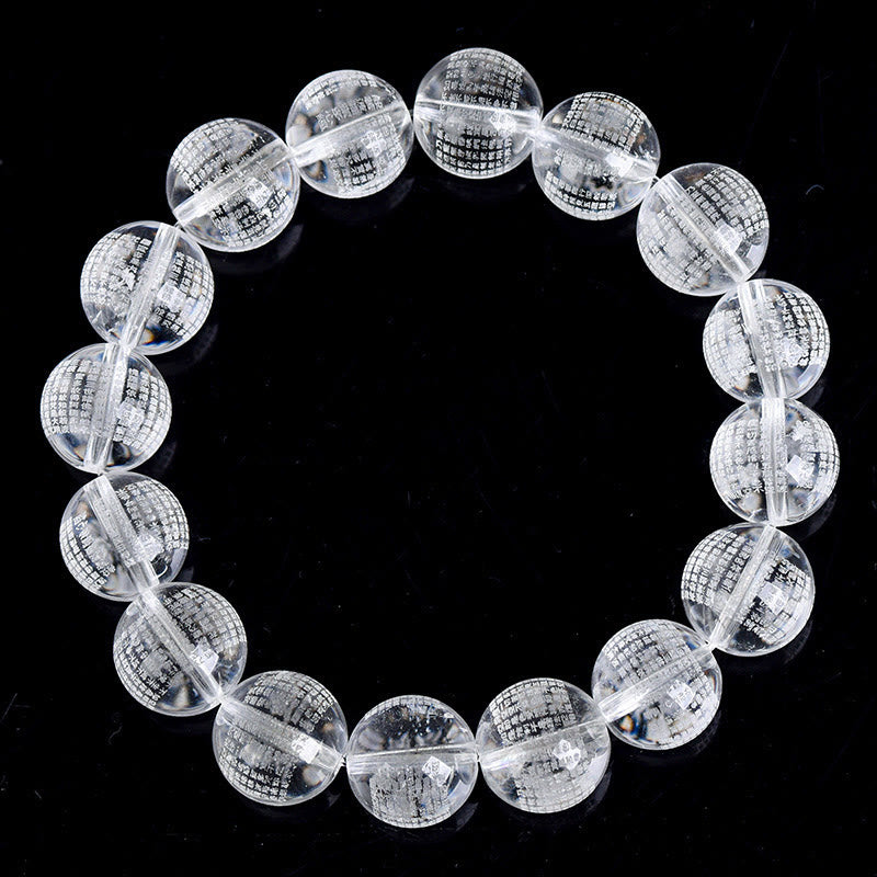 Wear FengShui Heart Sutra Natural White Crystal Protection Bracelet