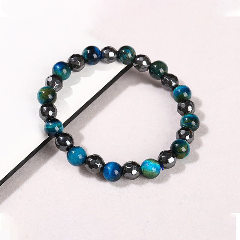 Wear FengShui 2Pcs Hematite Tiger Eye Blue Tiger Eye Powerful Bracelet Set