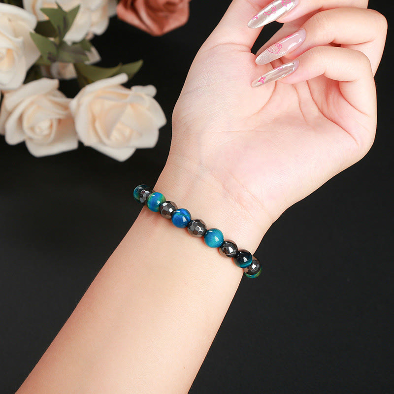 Wear FengShui 2Pcs Hematite Tiger Eye Blue Tiger Eye Powerful Bracelet Set