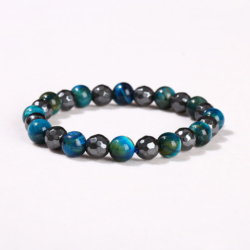 Wear FengShui 2Pcs Hematite Tiger Eye Blue Tiger Eye Powerful Bracelet Set