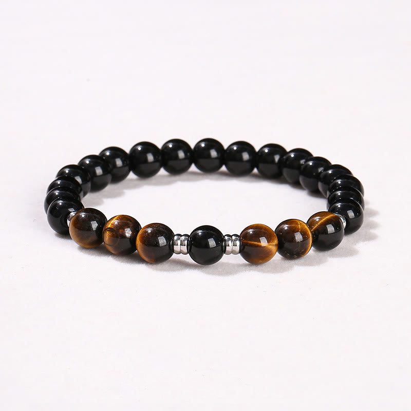Wear FengShui 2Pcs Hematite Tiger Eye Blue Tiger Eye Powerful Bracelet Set