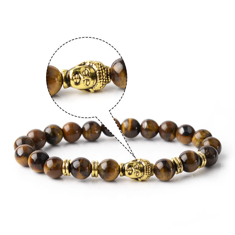 Wear FengShui Blue Green Red Tiger Eye Buddha Head Balance Bracelet