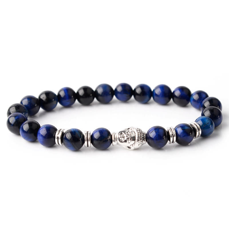 Wear FengShui Blue Green Red Tiger Eye Buddha Head Balance Bracelet