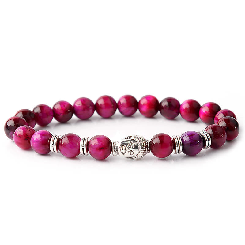 Wear FengShui Blue Green Red Tiger Eye Buddha Head Balance Bracelet