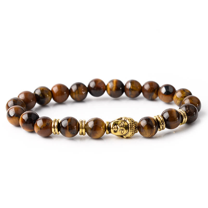Wear FengShui Blue Green Red Tiger Eye Buddha Head Balance Bracelet