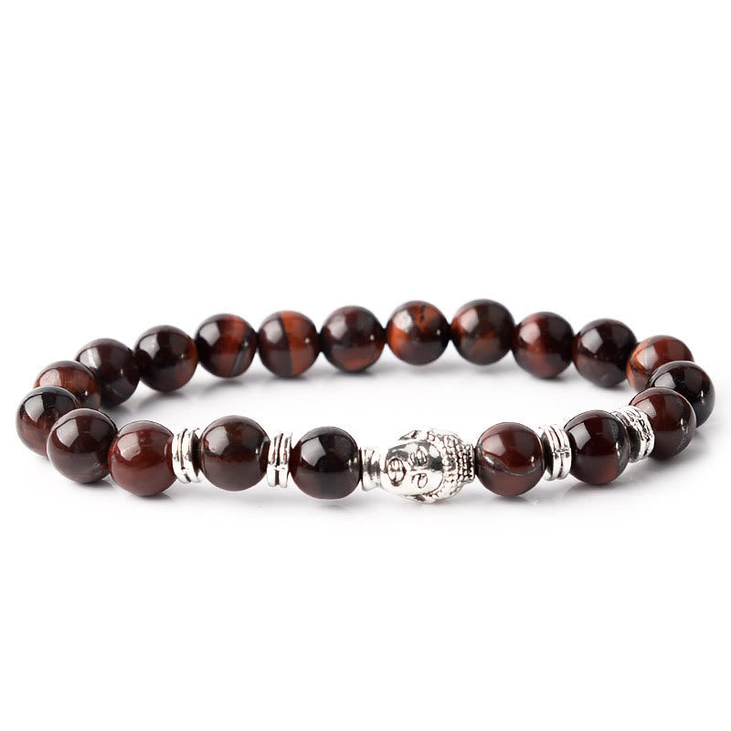 Wear FengShui Blue Green Red Tiger Eye Buddha Head Balance Bracelet