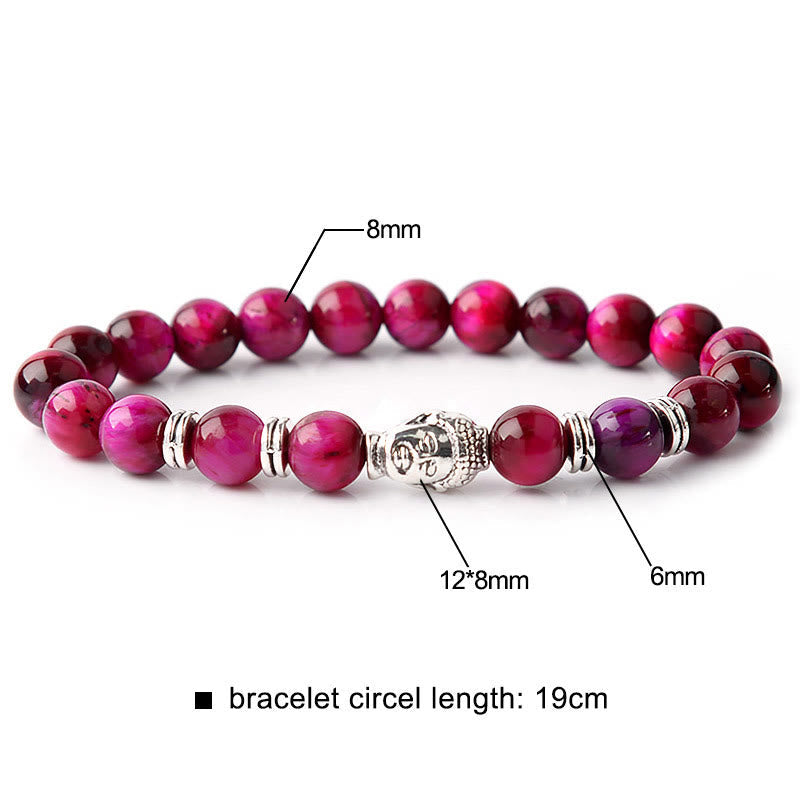 Wear FengShui Blue Green Red Tiger Eye Buddha Head Balance Bracelet