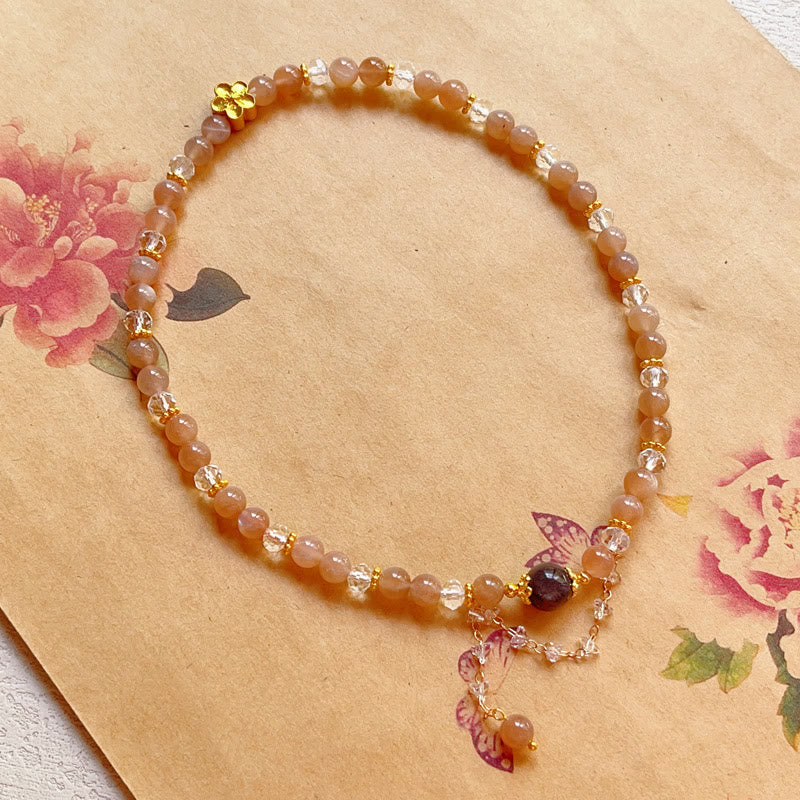 Wear FengShui Sun Stone Crystal Peach Blossom Wealth Double Wrap Bracelet