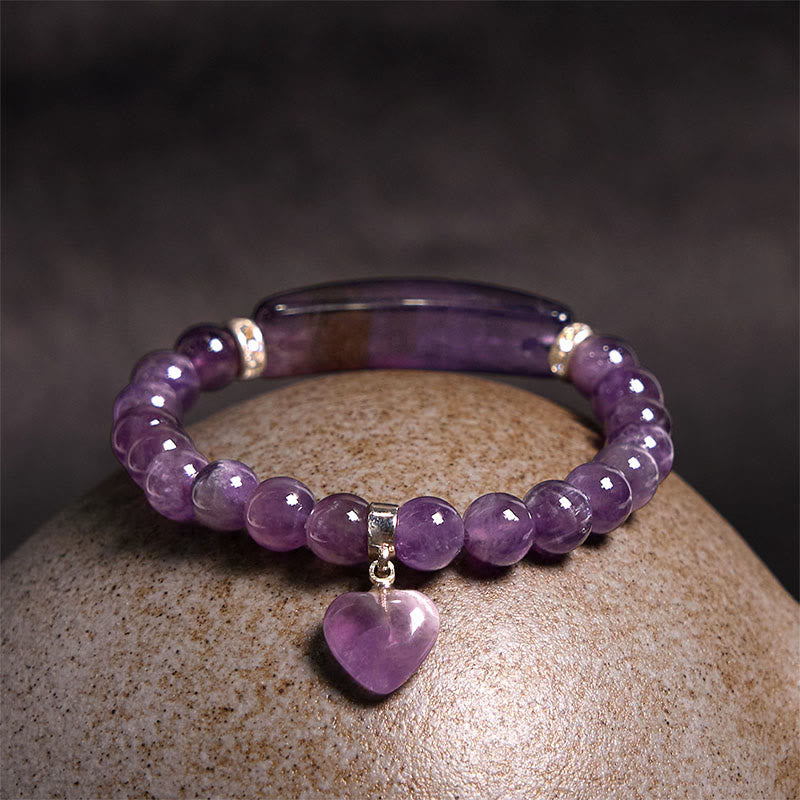 Wear FengShui Natural Quartz Love Heart Healing Beads Bracelet