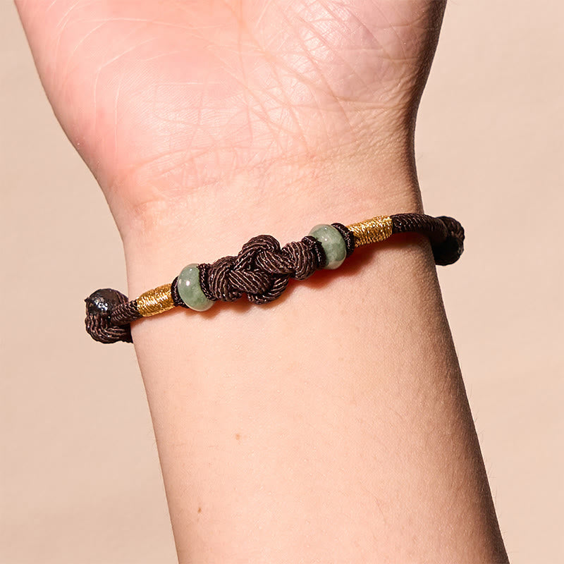 Wear FengShui Red String Jade Luck Fortune Knot Braided Couple Bracelet