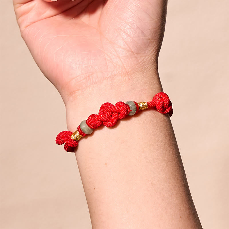 Wear FengShui Red String Jade Luck Fortune Knot Braided Couple Bracelet