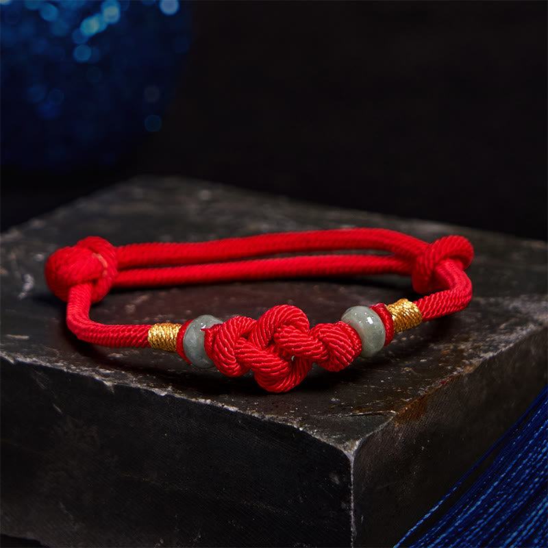 Wear FengShui Red String Jade Luck Fortune Knot Braided Couple Bracelet