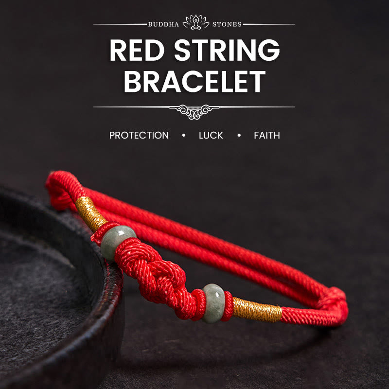 Wear FengShui Red String Jade Luck Fortune Knot Braided Couple Bracelet