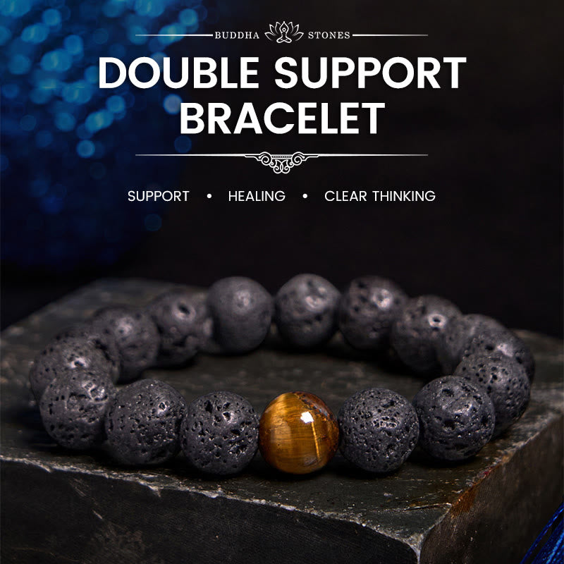 Wear FengShui Lava Rock Tiger Eye Stone Peace Healing Bracelet