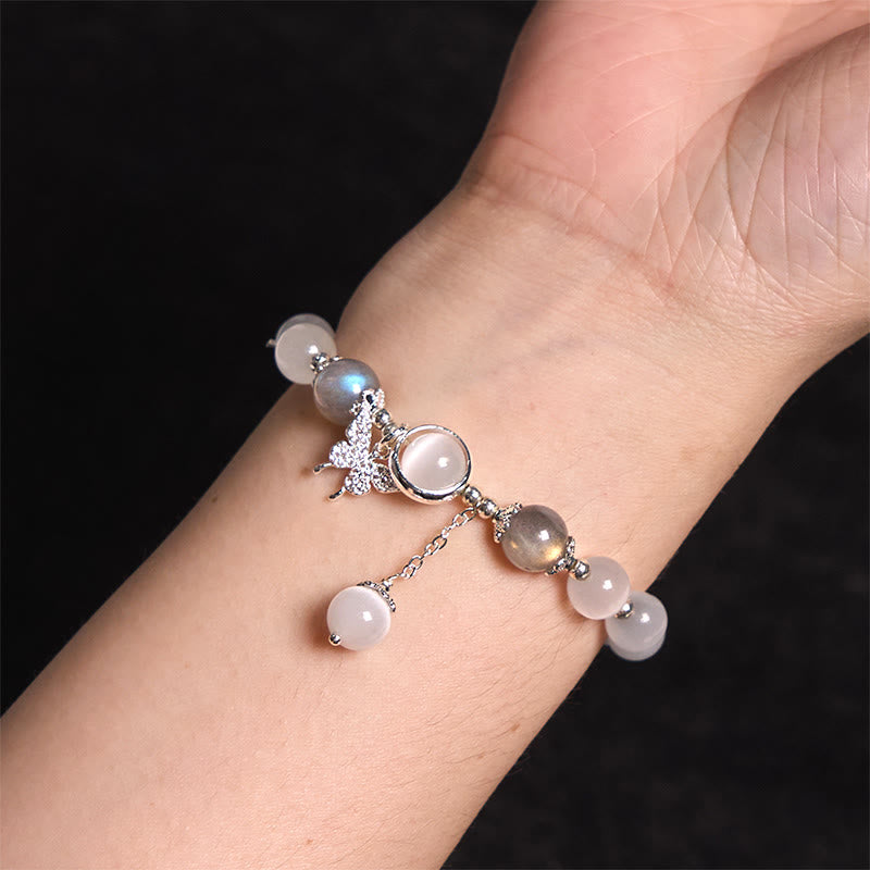 Wear FengShui Cat's Eye Moonstone Butterfly Star Charm Support Bracelet