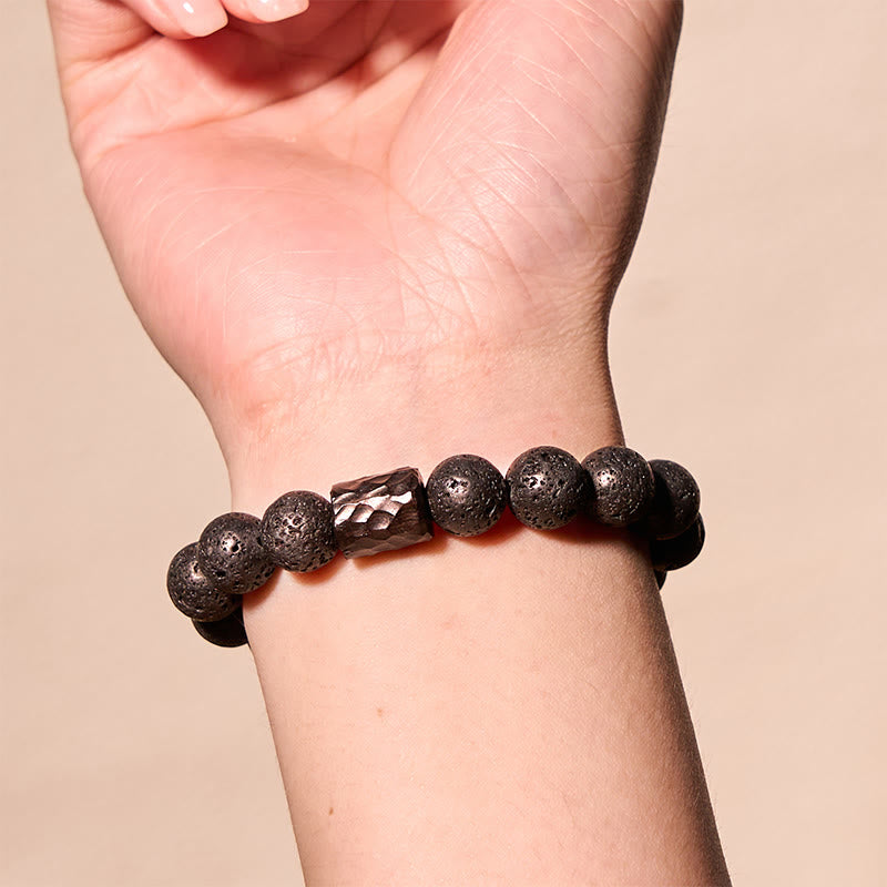 Wear FengShui Lava Rock Ebony Wood Tiger Eye Healing Bracelet