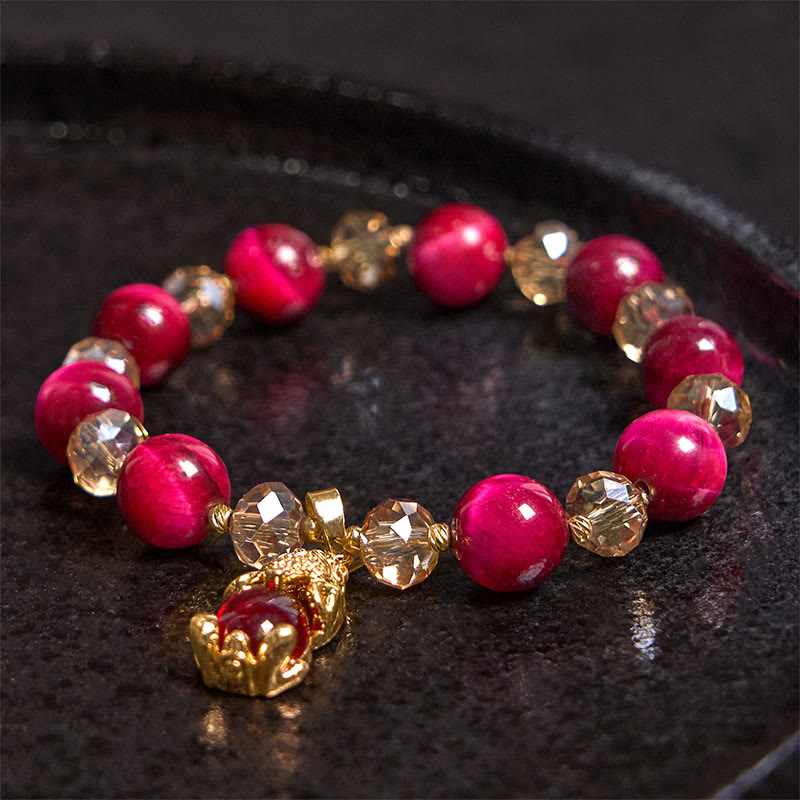 Wear FengShui Red Tiger Eye PiXiu Fox Protection Self Confidence Bracelet