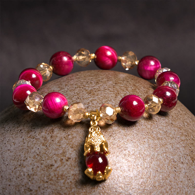 Wear FengShui Red Tiger Eye PiXiu Fox Protection Self Confidence Bracelet
