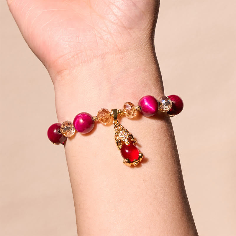 Wear FengShui Red Tiger Eye PiXiu Fox Protection Self Confidence Bracelet