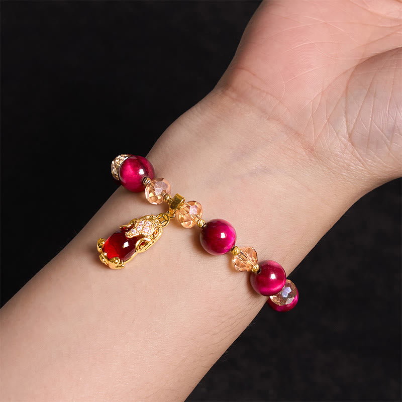 Wear FengShui Red Tiger Eye PiXiu Fox Protection Self Confidence Bracelet