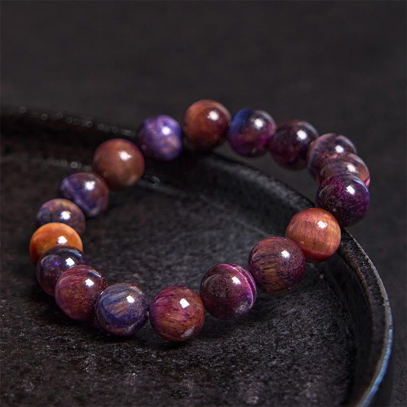 Wear FengShui Natural Purple Tiger Eye Protection Strength Bracelet