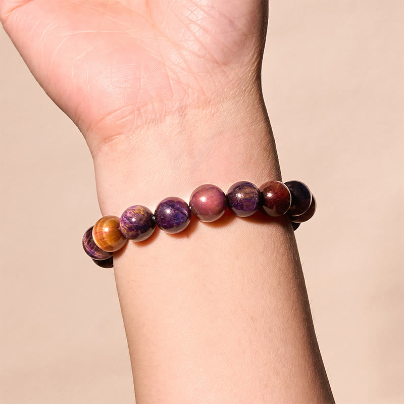 Wear FengShui Natural Purple Tiger Eye Protection Strength Bracelet