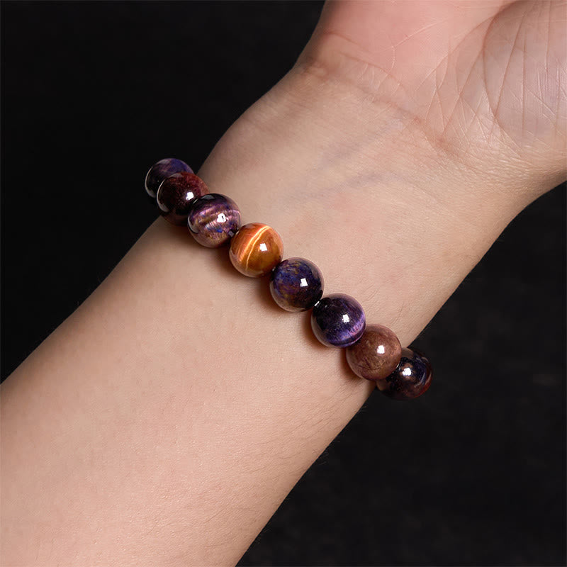 Wear FengShui Natural Purple Tiger Eye Protection Strength Bracelet