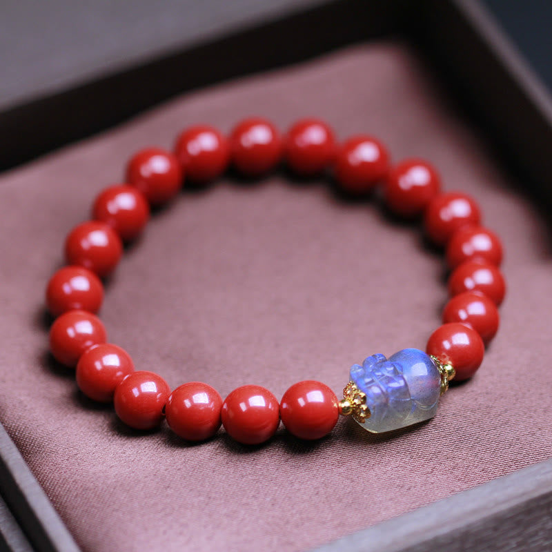Wear FengShui Cinnabar Moonstone PiXiu Blessing Bracelet