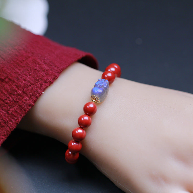 Wear FengShui Cinnabar Moonstone PiXiu Blessing Bracelet