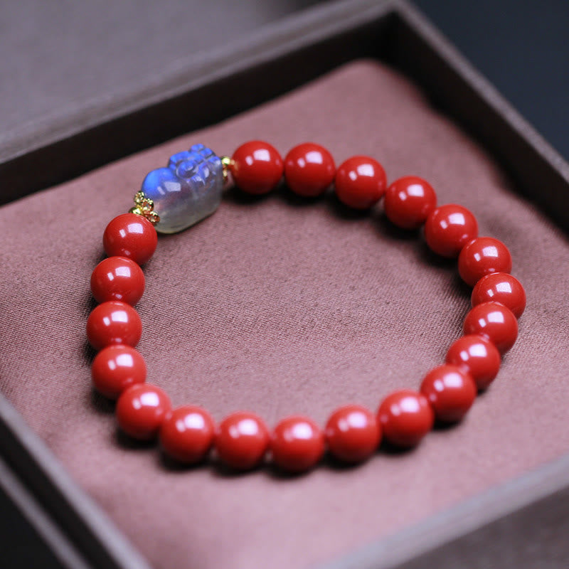 Wear FengShui Cinnabar Moonstone PiXiu Blessing Bracelet
