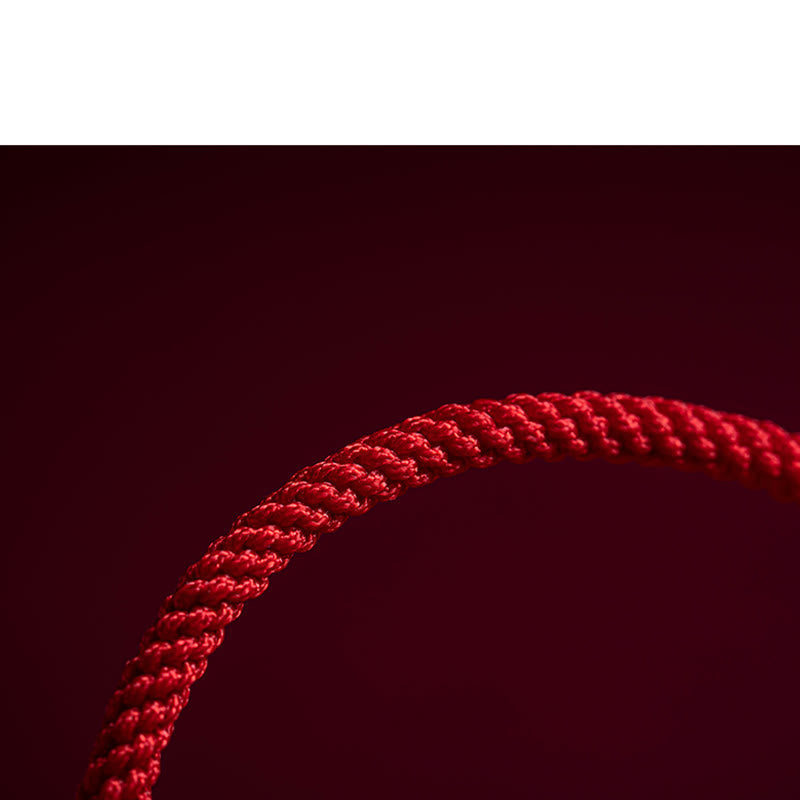 Wear FengShui Handmade Cinnabar Ruyi Handle Fu Character PiXiu Blessing Red String Braided Bracelet