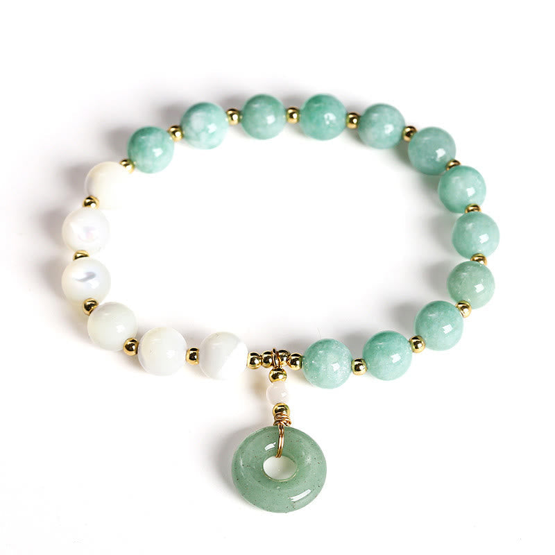Wear FengShui Jade Trochus Horseshoe Snail Peace Buckle Charm Abundance Bracelet